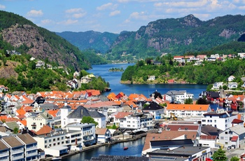 Udsigt over Flekkefjord i det sydlige Norge