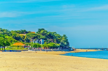 Udsigt over stranden i Arcachon Bay nær Bordeaux, Frankrig