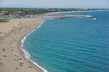 Den 7 kilometer lange strand i Argèles-sur-mer, Frankrig