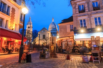 Place du tertre og Sacre Coeur i Paris, Frankrig