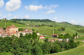 Byen Barolo omgivet af vinmarker i Piemonte