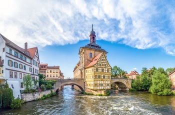 Byen Bamberg og Regnitz floden, Tyskland