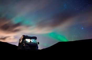Autocamper i Island - det er gode chancer for at se nordlys når det er klart vejr - bedst fra september til marts