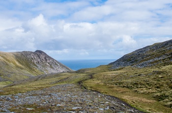 Knivskjellodden ved Nordkap - turen foregår på sten, klipper og mos