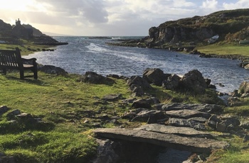 Nyd madpakken og udsigten på bænken her, Point of Sleat, Isle of Skye, Skotland