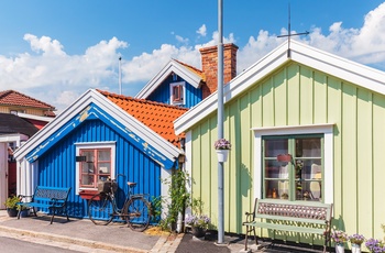 Farverige huse i Karlskrona, Sverige