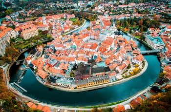 Cesky Krumlov - Tjekkiet. Byen set fra luften