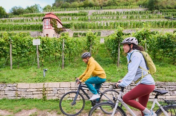 Foto: På cykel gennem vinområde i Sachsen-Anhalt, Saale-Radweg - © GNTB, Jens Wegener