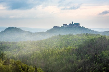 Cykelruten Rennsteig-Radweg i Thüringen, her ved Eisenach og borgen Wartburg - © FDM Travel / Adobe Stock