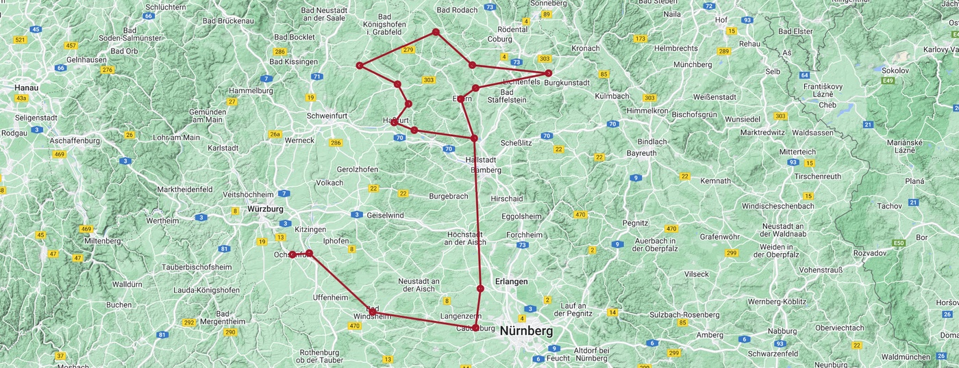 Bindningsværksrute Franken - Kort 2